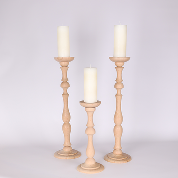 Wooden candlesticks set of 3 pieces