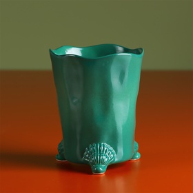 Склянка керамічна на ніжках зелена
