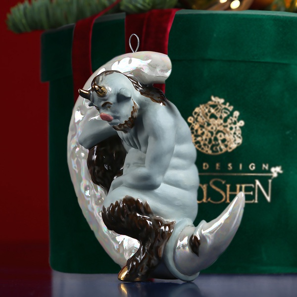 Ceramic figurine "Devil on a gray month"