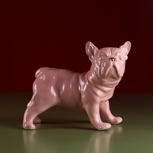 French Bulldog standing, pink