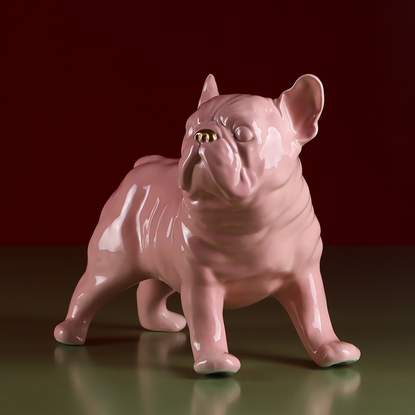 French Bulldog standing, pink
