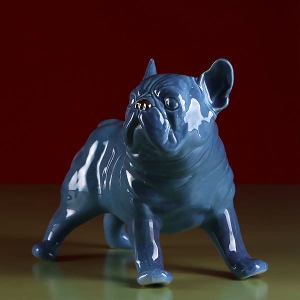 French Bulldog standing, indigo