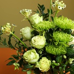 Men's bouquet in white and green colors