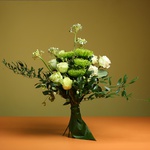 Men's bouquet in white and green colors
