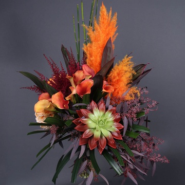 Men's bouquet with orange hydrangea