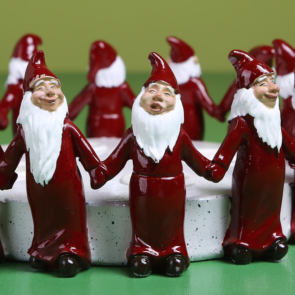 Candlestick "Gnomes" red