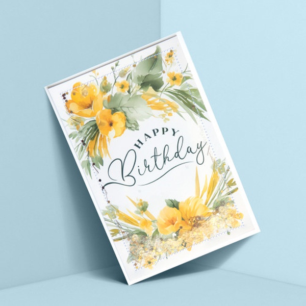 "Happy Birthday" postcard with loose glitter