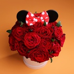 Floral composition with red roses "Mickey"