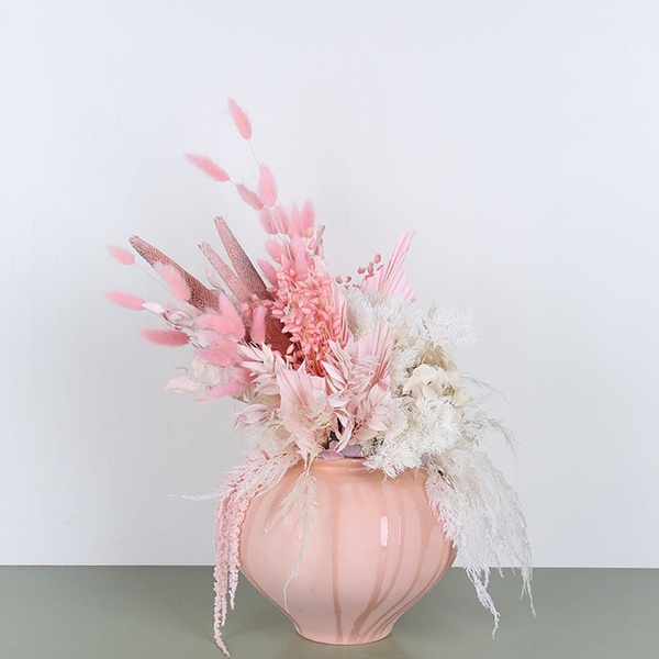 Интерьерная композиция в вазе "Розовый рассвет"