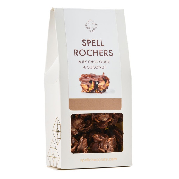 Rocher candies from milk chocolate with coconut and almonds