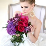 Bridal lilac-crimson bouquet