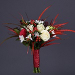 Wedding bouquet with red peony rose