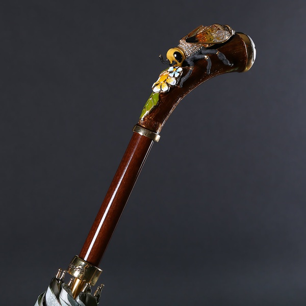 Зонт Pasotti оливково-коричневый с ручкой "Пчела"