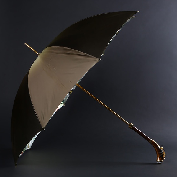 Зонт Pasotti оливково-коричневый с ручкой "Пчела"