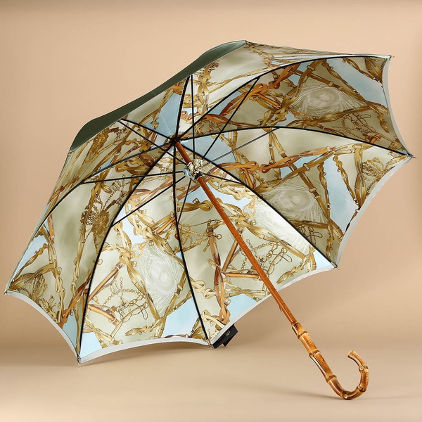 Зонт Pasotti оливковый с принтом