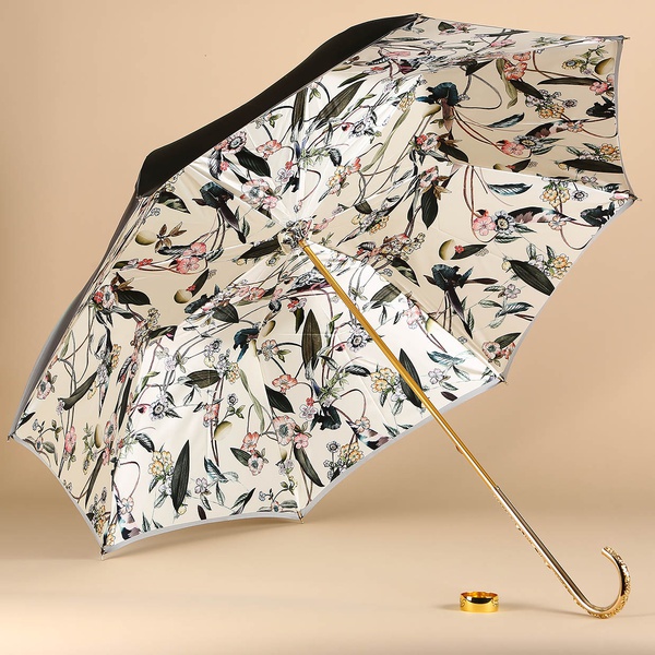 Umbrella Pasotti olive with floral print
